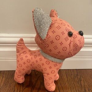Monogram Coral Dog with Sparkling Ears